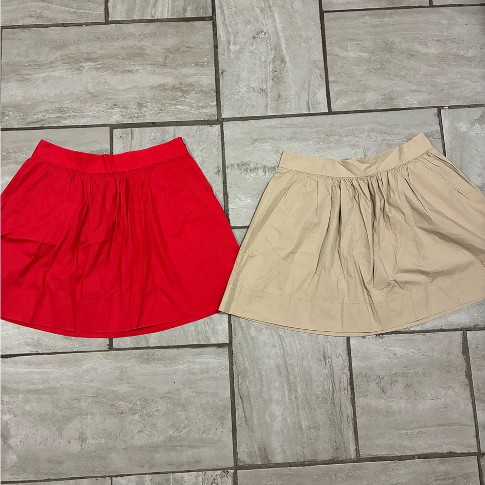 Banana Republic Orangish Red & Beige/Khaki 2 Pleated Skirt Bundle Size 12